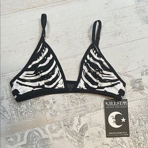 Killstar Black and White Mesh Skeleton Morgue Bralette Size XL